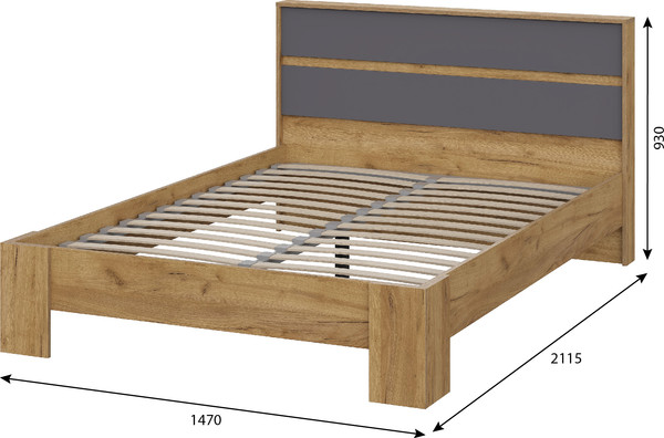 Изображение товара Полуторная кровать Тащи в дом Люмо КР 02 140x200 (дуб крафт золото/серый)