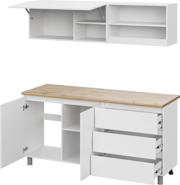 Изображение товара Кухонный гарнитур Тащи в дом Люмо 1.7 со столешницей (белый/белый)