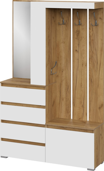 Изображение товара Секция в прихожую Тащи в дом Люмо 1260х1980х353 (дуб крафт золото/белый)