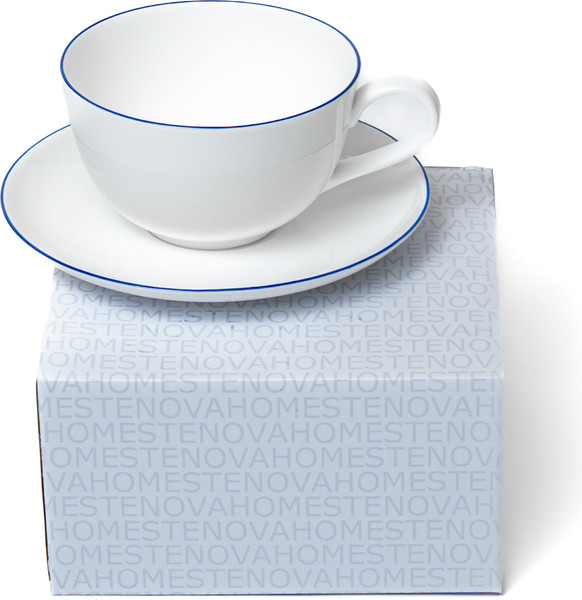 Изображение товара Чашка с блюдцем Stenova Home Symbol 61402132 (белый/кант синий)