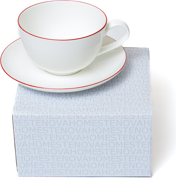 Изображение товара Чашка с блюдцем Stenova Home Symbol 61402133 (белый/кант красный)