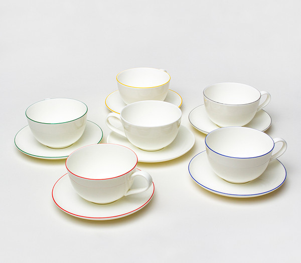 Изображение товара Чашка с блюдцем Stenova Home Symbol 61402133 (белый/кант красный)