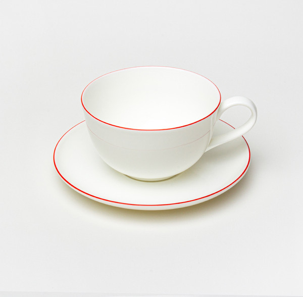 Изображение товара Чашка с блюдцем Stenova Home Symbol 61402133 (белый/кант красный)