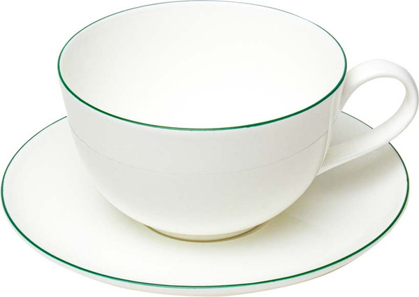 Изображение товара Чашка с блюдцем Stenova Home Symbol 61402134 (белый/кант зеленый)