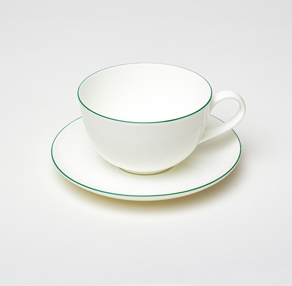 Изображение товара Чашка с блюдцем Stenova Home Symbol 61402134 (белый/кант зеленый)