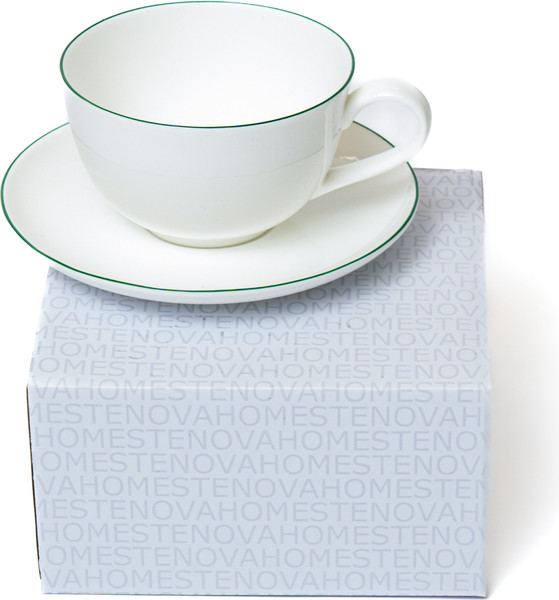 Изображение товара Чашка с блюдцем Stenova Home Symbol 61402134 (белый/кант зеленый)