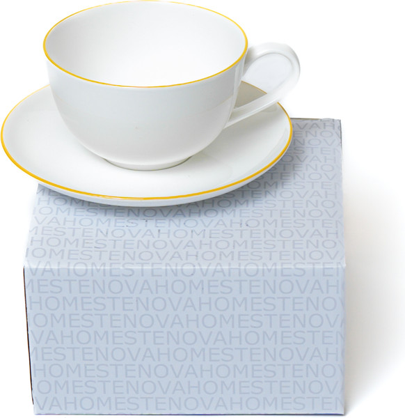 Изображение товара Чашка с блюдцем Stenova Home Symbol 61402135 (белый/кант желтый)