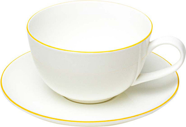 Изображение товара Чашка с блюдцем Stenova Home Symbol 61402135 (белый/кант желтый)