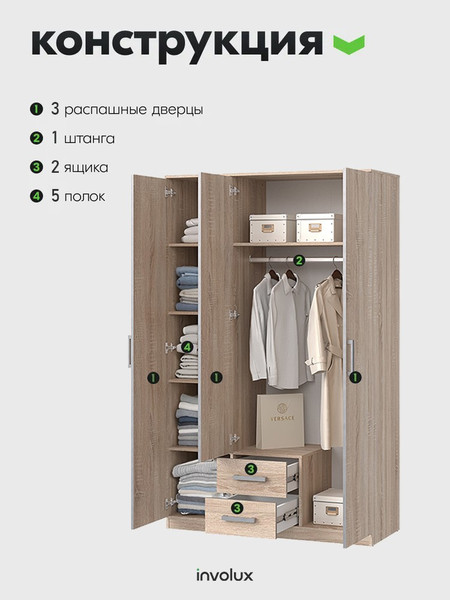 Изображение товара Шкаф Involux Franky / 262H003 (дуб сонома)