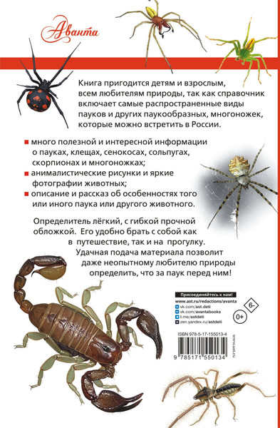 Изображение товара Энциклопедия АСТ Пауки, скорпионы и многоножки России (Гомыранов Илья)