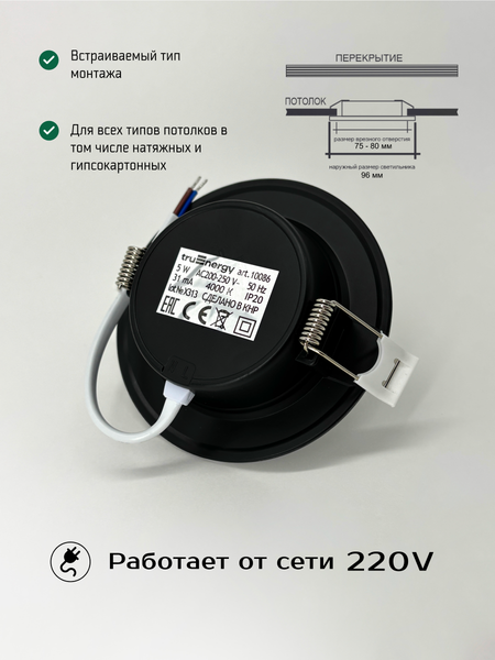 Изображение товара Точечный светильник Truenergy 10086