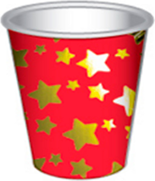 Изображение товара Набор бумажных стаканов Лекс Звезды Золото Красный 2 (6шт, 250мл)