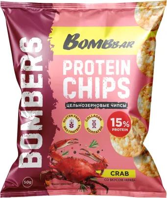Изображение товара Протеиновые чипсы Bombbar Краб (14x50г)