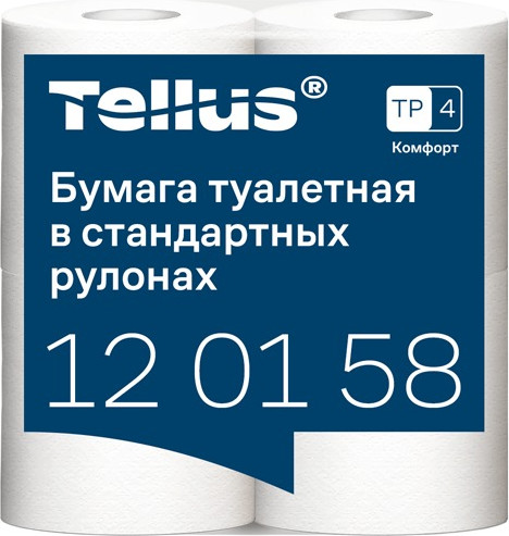Изображение товара Туалетная бумага Tellus В стандартных рулонах Т4 / 120158 (2сл, 23м, 4рул)