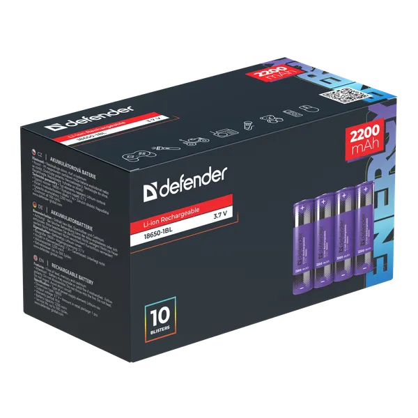 Изображение товара Аккумулятор Defender 18650-1BL 2200mAh Li-ion / 56701