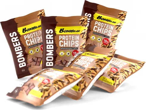 Изображение товара Протеиновые чипсы Bombbar Молочный шоколад (14x50г)