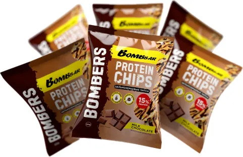 Изображение товара Протеиновые чипсы Bombbar Молочный шоколад (14x50г)