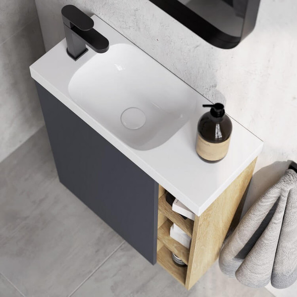 Изображение товара Тумба с умывальником Aqwella Alba ALB0106LLS + ALB0706GRМ + Compact Slim 60 CMPSL.06.04.D