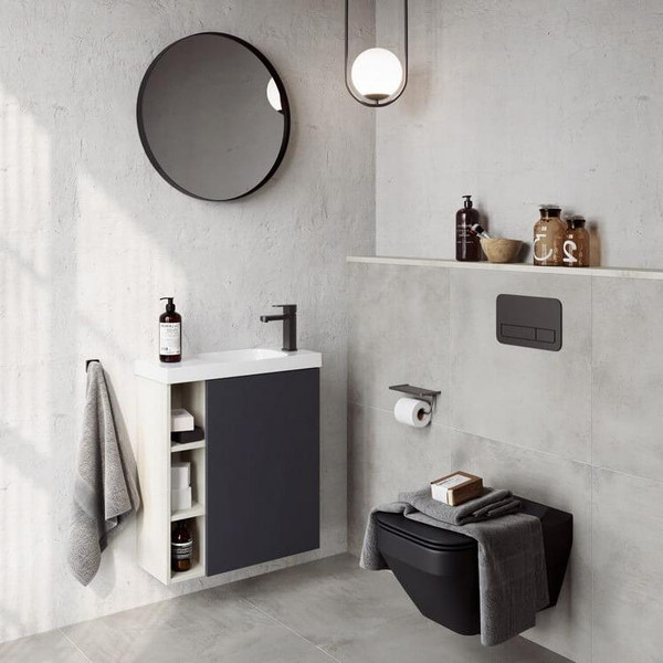 Изображение товара Тумба с умывальником Aqwella Alba ALB0106RLS + ALB0706GRМ + Compact Slim 60 CMPSL.06.04.D