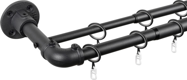 Изображение товара Карниз для штор UG HOME Раздвижной 2-рядный / 2КМ-367-Ч (черный, 1.5-3.67м)