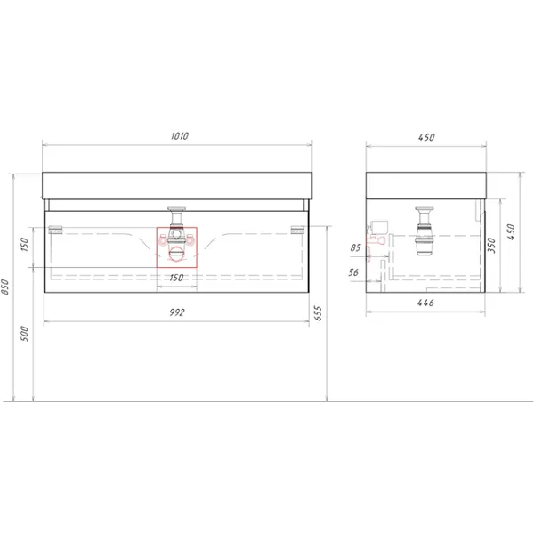Изображение товара Тумба с умывальником Aqwella Geometria GE01102WM + Вилис / 4610119205164