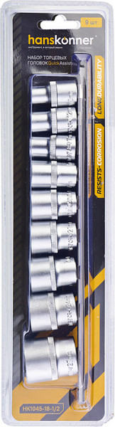 Изображение товара Головка слесарная Hanskonner HK1045-18-1/2 (9шт)