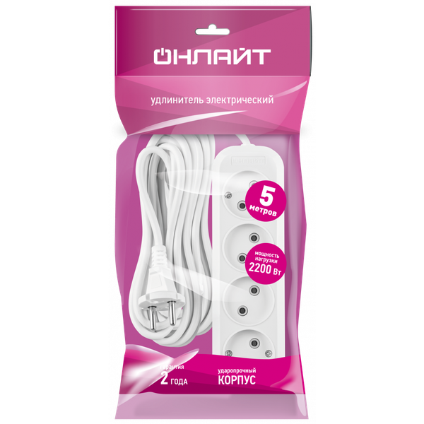 Изображение товара Удлинитель Онлайт OPE-S-04-500-X-2x1 / 90785