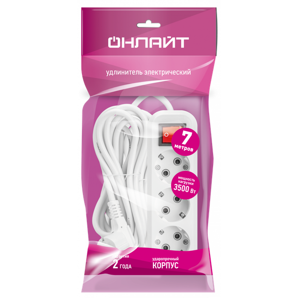 Изображение товара Удлинитель Онлайт OPE-S-03-700-ESC-3x1 / 90525