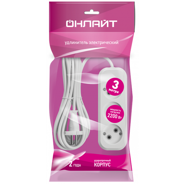 Изображение товара Удлинитель Онлайт OPE-S-03-300-X-2x1 / 90508