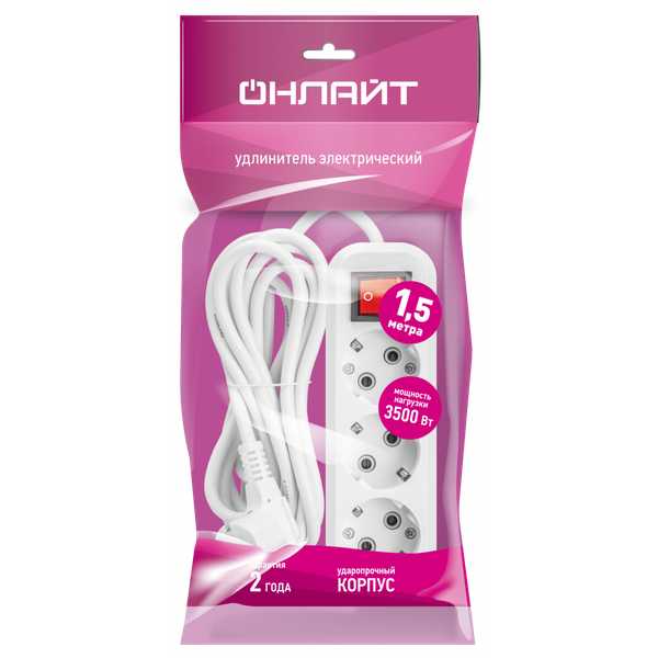 Изображение товара Удлинитель Онлайт OPE-S-03-150-ESC-3x1 / 90521