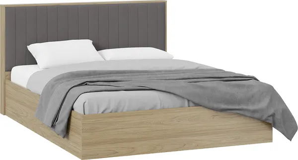 Изображение товара Двуспальная кровать ТриЯ Сэнди тип 2 без ПМ 160х200 (вяз благородный/велюр графит)