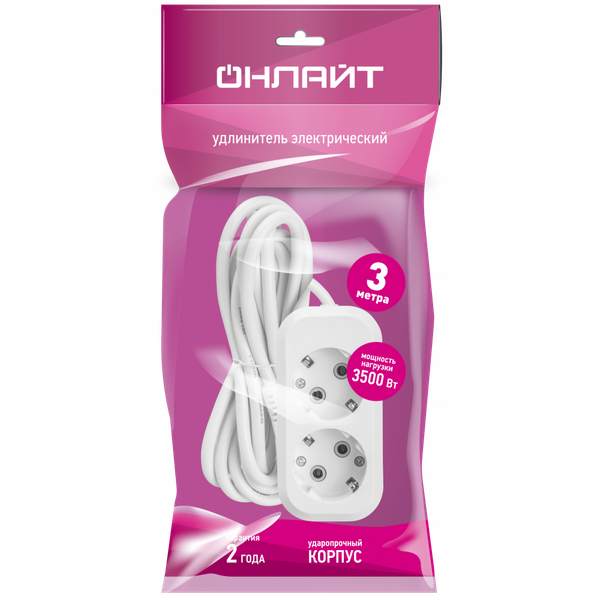Изображение товара Удлинитель Онлайт OPE-S-02-300-E-3x1 / 90513