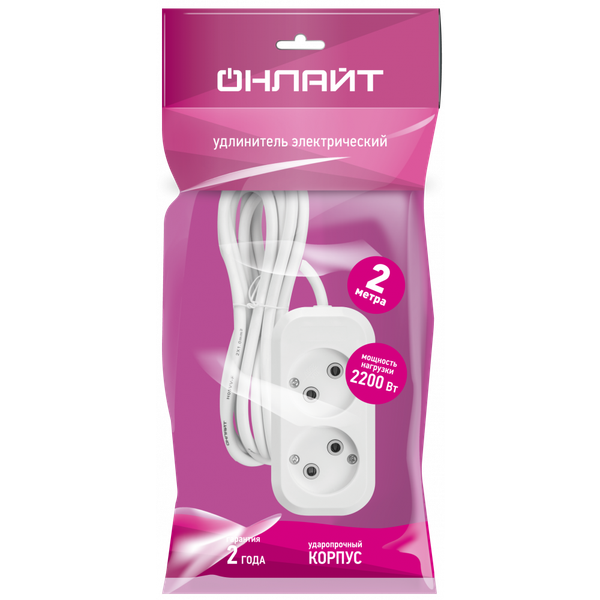 Изображение товара Удлинитель Онлайт OPE-S-02-200-X-2x1 / 90503