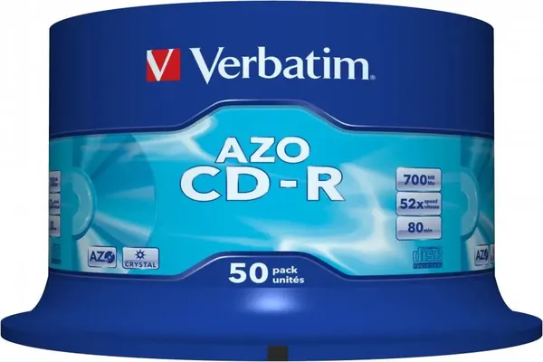 Изображение товара Набор дисков CD-R Verbatim AZO Crystal CakeBox 700MB 52x / 43343 (50шт)