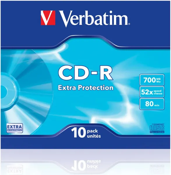 Изображение товара Набор дисков CD-R Verbatim Extra Protection 52x SlimCase 700MB / 43415 (10шт)