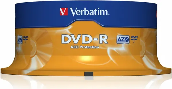 Изображение товара Набор дисков DVD-R Verbatim AZO Matt Silver CakeBox 4.7GB 16x / 43522 (25шт)