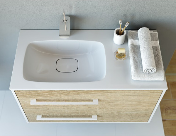 Изображение товара Тумба с умывальником Aqwella Майами / Mai.01.09/L + Malaga 90 L / Mal.09.04.D-L (подвесная)