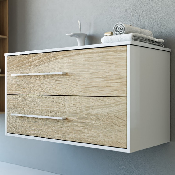 Изображение товара Тумба с умывальником Aqwella Майами / Mai.01.09/L + Malaga 90 L / Mal.09.04.D-L (подвесная)