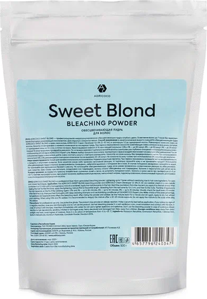 Порошок для осветления волос Adricoco Sweet Blond (500г, голубой) — фото 3
