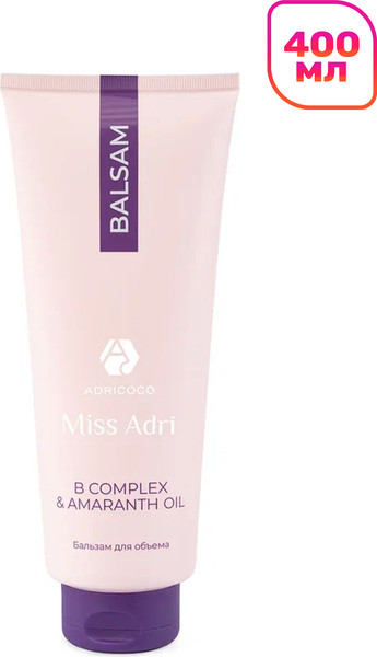Бальзам для волос Adricoco Miss Adri B Complex & Amaranth Oil для объема волос (400мл) — фото 3