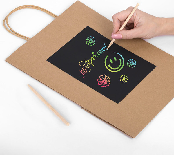 Изображение товара Набор пакетов подарочных Золотая сказка Скретч слой со стилусом / 591968 (7шт)