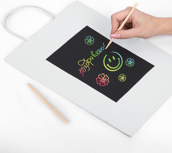 Изображение товара Набор пакетов подарочных Золотая сказка Скретч слой со стилусом / 591969 (7шт)