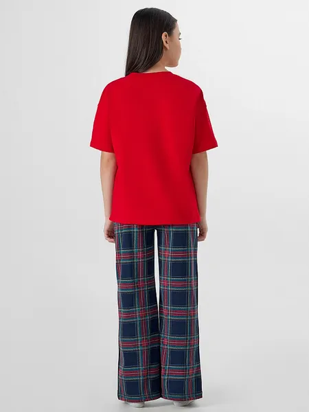 Изображение товара Пижама детская Mark Formelle 567760 (р.140-68, красный/клетка на темно-синем)