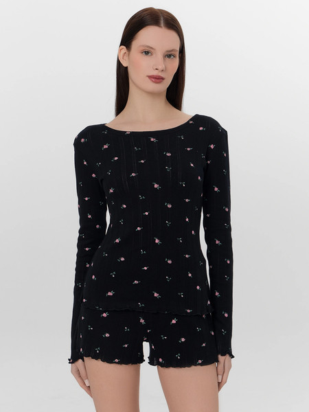 Изображение товара Пижама Mark Formelle 592614 (р.164/170-92-98, розочки на черном)