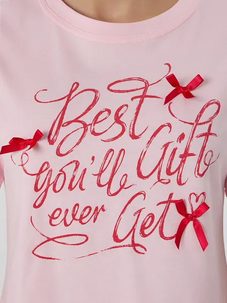 Изображение товара Пижама Mark Formelle 592635 (р.164/170-96-102, розовая сказка/текст на розовом)