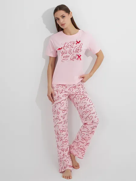Изображение товара Пижама Mark Formelle 592635 (р.164/170-96-102, розовая сказка/текст на розовом)