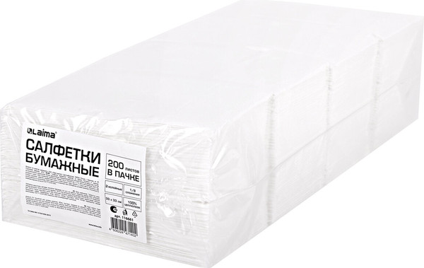 Изображение товара Бумажные салфетки Laima 116661 (200шт, белый)