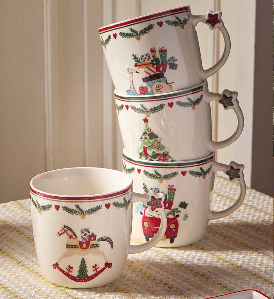 Изображение товара Набор кружек Andrea Fontebasso New Milk & Coffee Let It Snow Машинка и лошадка / NL614093042