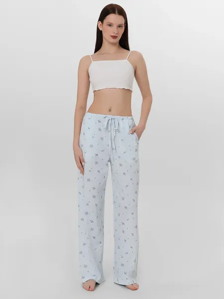 Изображение товара Штаны домашние Mark Formelle 532410 (р.164/170-106, цветы на голубой полоске)