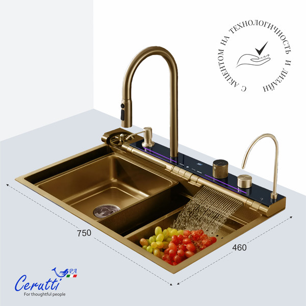 Изображение товара Мойка кухонная Cerutti Gloria Pro Nano Gold (золото)